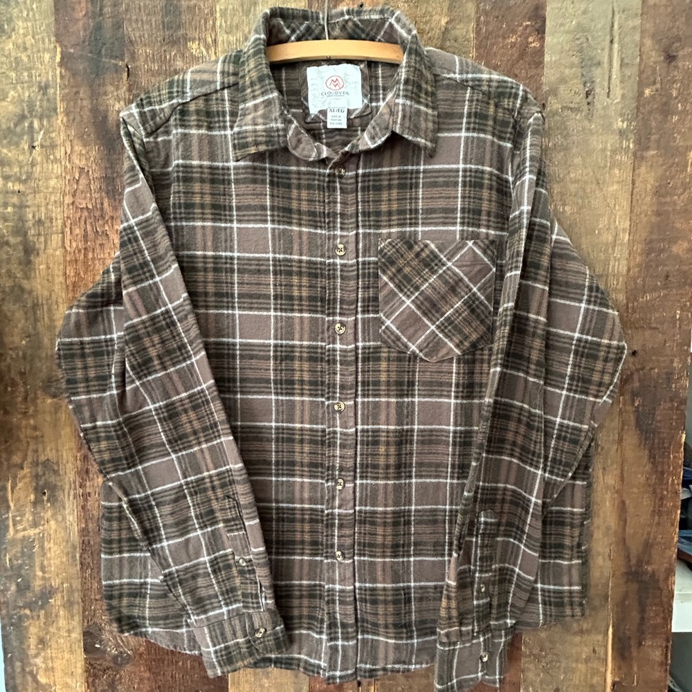 Cloudveil Men’s rich soft cotton plaid flannel EUC M’s XL
